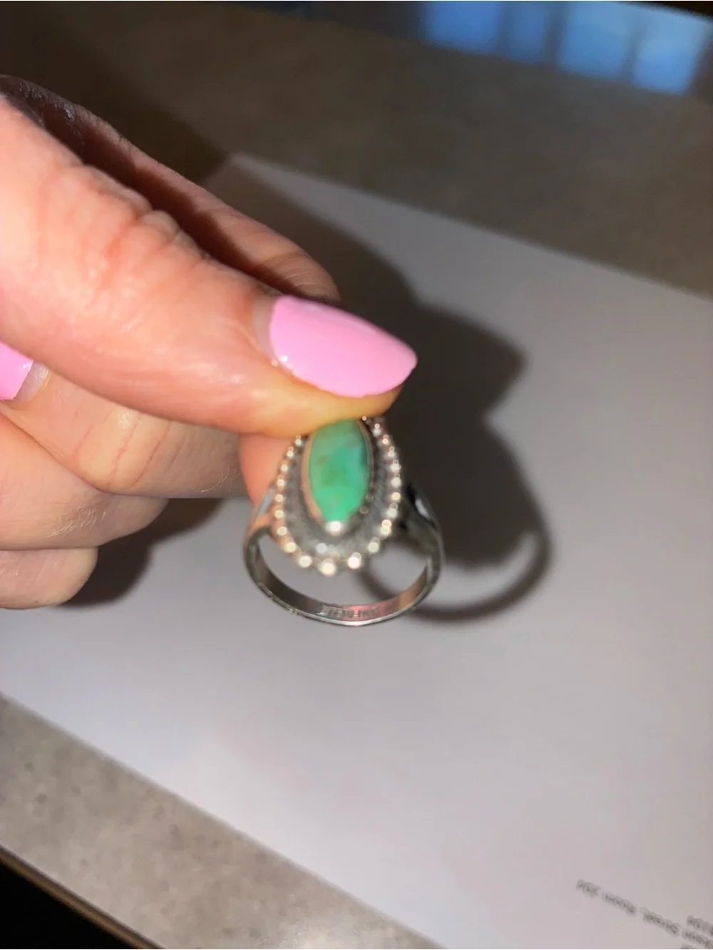 Sterling Silver Turquoise Oval Statement Ring - Green